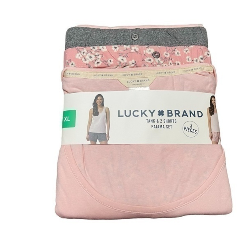 Lucky Brand 3 Piece Short Pajama Set - Color Pink (English Rose)- Size XL NWT